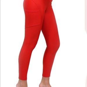 red leggings with pockets